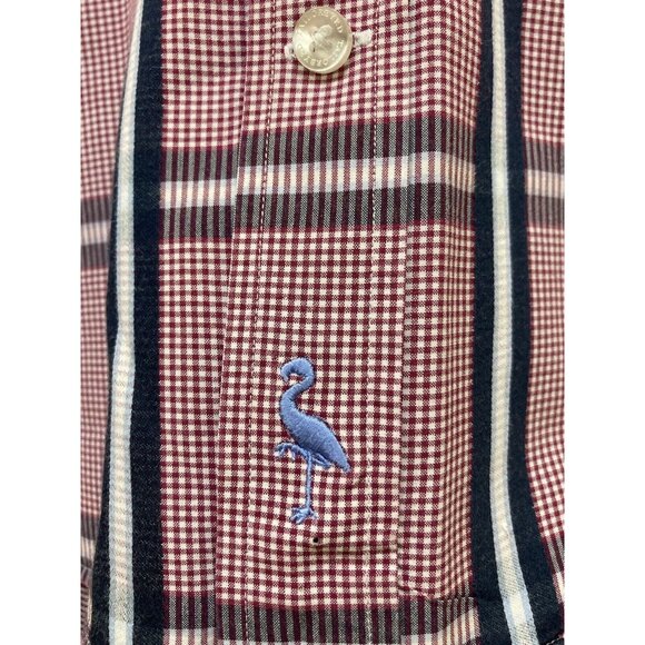 TailorByrd Collection Shirt Mens L Button Gingham Red Plaid Contrast Flip Cuff - Picture 4 of 8